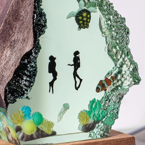Scuba Diver Ocean Resin Lamp, Handmade Resin Night Light with USB Port - Image 5