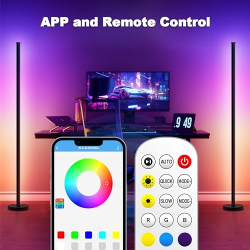 LED Floor Lamp, 63-Inch RGB Corner Light with Music Sync, Smart App Control, 16 Million Colors, Remote Control for Living Room, Bedroom, Gaming Room (2 Pack) - Image 4