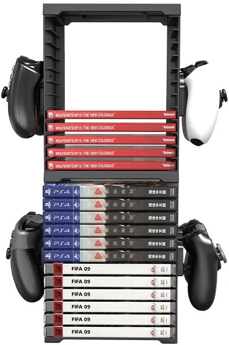 Video Game Storage Rack, 24 Game Disk Holders, 4 Controller Holders, Universal for PS5/PS4/Xbox Series S & X/Xbox, Black, 12 Pack - Image 7