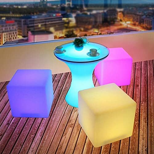 16 Inch Rechargeable LED Color Changing Cube Chair Light, Waterproof RGB Color Changing LED Light Cube Seat Stool Side Table w/Remote for Party Mood Lamp Night Romantic Decorative Lighting by SanBouSi