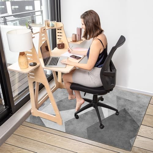 Office Chair Mat for Hardwood Floor,48"*36" Under Desk Mat, Computer Chair Rug,Anti-Slip Floor Protector for Home Office Grey - Image 2