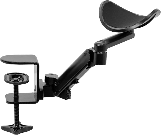 VIVO Universal Clamp-on Adjustable Armrest, Desk Cradle Rotating Elbow Cushion, Above Table Extension Platform Arm Support, Black, MOUNT-ARM01 by Unknown