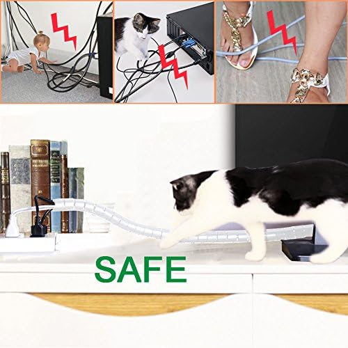 White Cable Organizer Cord Wire Cover Hider Sleeve Management 2 PCS, VIWIEU Clutter Free Coiled Tube Wire Concealer with Cable Tie Clips System for TV PC Computer Home Entertainment Wall - Image 4