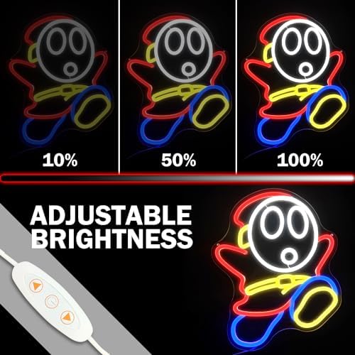 Shy Guy Neon Sign Dimmable Led Neon Sign for Wall Decor Gaming Neon Light Signs Light Up Signs for Bedroom Game Room Man Cave Birthday Christmas Gifts for Gamer - Image 4