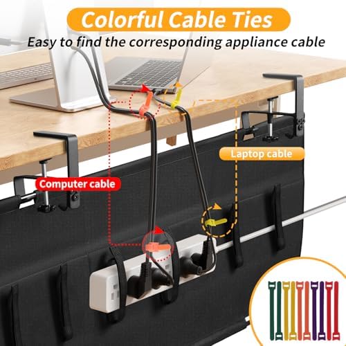 Under Desk Cable Management Tray No Drill, 28Inch Cable Management,Black - Image 6