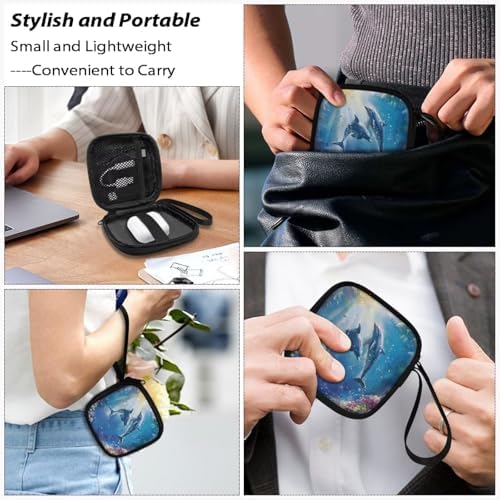 Blue Dolphin Carrying Earphone Case Pouch Storage Bag Holder-Earbud Case Headphones Storage Bag Pouch for Headphone, Bluetooth Keys - Image 7