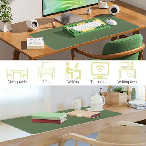 Green Leather Desk Pad Large Mouse Pad, 31.5"x15.7" - Image 6