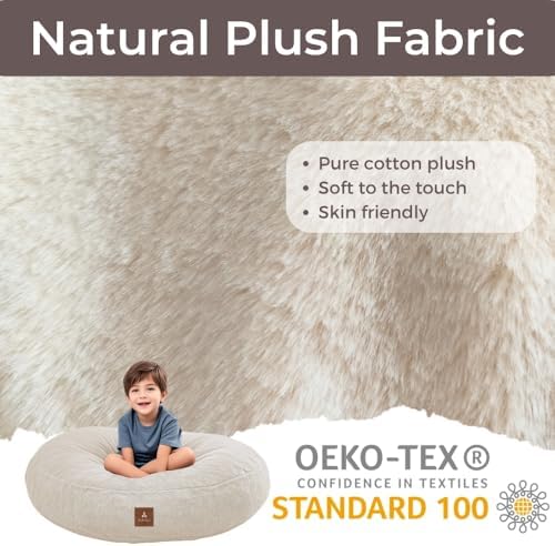 Wonder Space Bean Bag Chair – Soft Foam Filling | Removeable & Washable Cover | Ultra-Soft Plush Fabric - Minimalist Floor Cushion for Kids & Adults, Gaming, Reading and Relaxing, Beige - Image 2