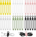 30Pcs Reusable Silicone Cable Ties 4.2in Wire Organizers for Cords, Charging Cables, USB Data Cables Electrical Cord Management 6Colors by CozyNestMo