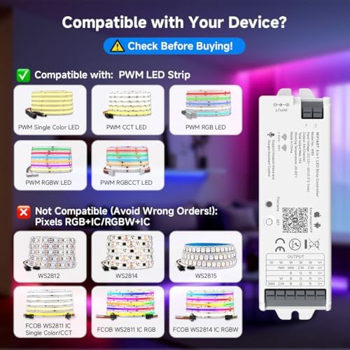 BTF-LIGHTING WB5 2.4GHz WiFi LED Controller for Dim/CCT/RGB/RGBW/RGBCCT LED - Image 2