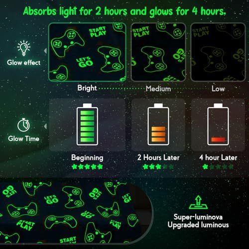 Dinosaur Gifts Toys for Kids Boys - Dino Glow in The Dark Blanket Christmas Birthday Valentines Easter Presents for Age 2 3 4 5 6 7 8 9 10 11 Years Old Teen Girls Toddler Children Throw Gray 50"x60" - Image 6