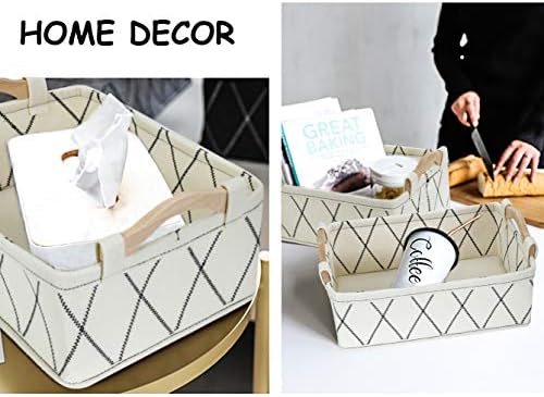 Storage Baskets for Organizing Toys Small Basket White Basket Felt Fabric Basket Bins for Home Office Closet Bathroom Bedroom Playroom Decorative Bin - Image 4