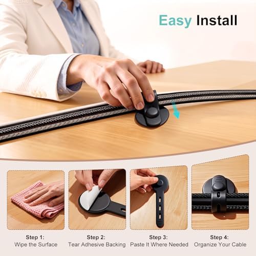 Silicone Self Adhesive Under Desk Cable Management 12Pcs - Image 6