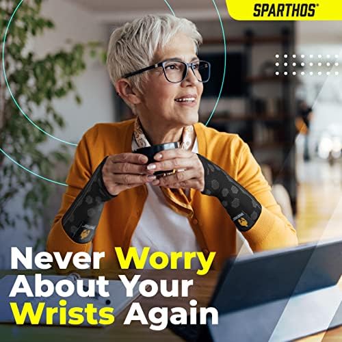 Sparthos Wrist Compression Sleeves (Pair), Carpal Tunnel Brace - Black-L | Soft Wrist Support for Men & Women, Medical Grade Elastic, Hand & Forearm, Fits Left or Right, Arthritis Pain, Volleyball - Image 6