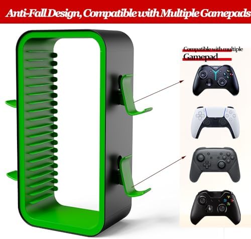 Game Storage Tower Compatible with PS5/ Xbox/Switch, Green - Image 2