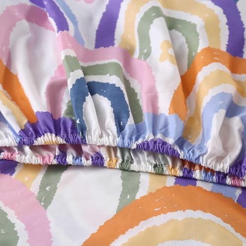 SDIII 4 Pieces Rainbow Twin Sheets Set, Soft Microfiber Rainbow Sheets Twin Size, Cute Colorful Bed Sheet Set for Girls Boys Kids and Teens All Season - Image 4