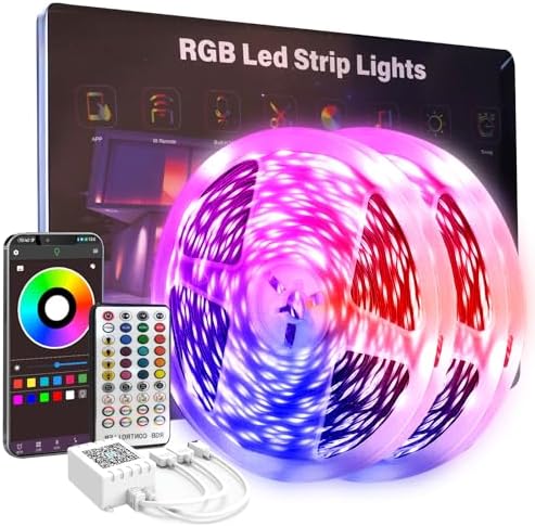 100 FT Led Lights for Bedroom, Music Synchronized RGB Bluetooth LED Lights, Smart Application and Remote Control Color Change LED Light Strips, Used for Home Room Lighting Decoration by Unknown