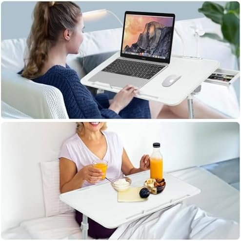 iXTRA Adjustable Laptop Lap Desk with Cooling Fan USB Light for Adults 60x40cm,White - Image 6