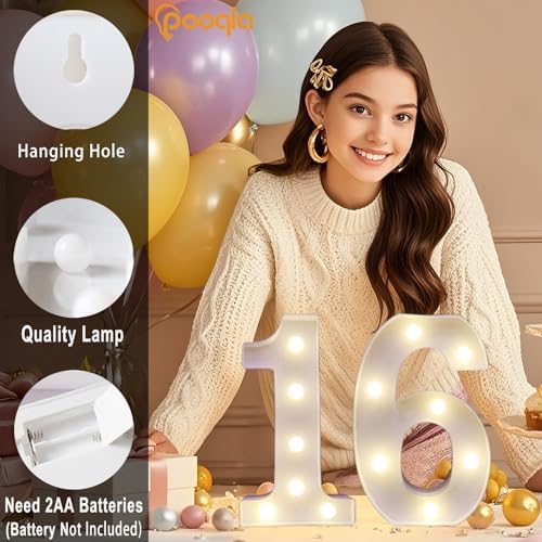Pooqla 10th Birthday Decoration for Girls Boys, Decorative LED Light Up Numbers, Marquee Numbers 10 Sign for Party Backdrop 10th Wedding Anniversary Decor Gift, Warm White and Colorful Number 10 - Image 4