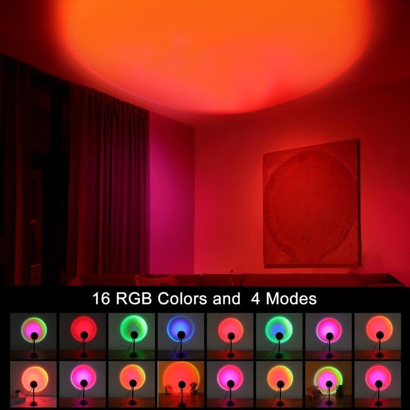 Fall Sunset Lamp Projector Light 180° Adjustable Sunset Mood Lamp, 4 Modes, Remote Control RGB Ambient Night Light for Bedroom. - Image 4