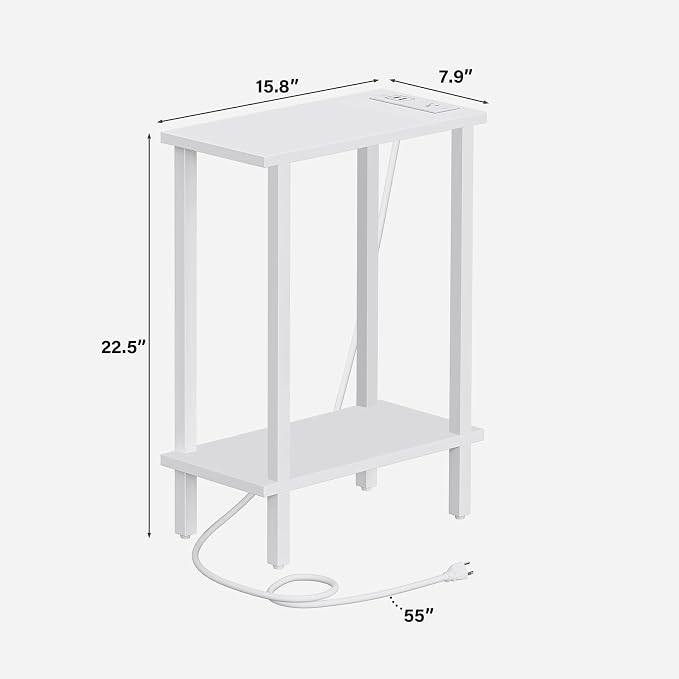 TUTOTAK Narrow Side Table Set of 2, Small End Table with Charging Station - Image 3
