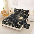 Erosebridal Bohemian Sun Moon Sheet Set Twin Galaxy Top Sheet Constellation Fitted Sheet Starry Sky Bed Sheet Exotic Style Golden Black Room Decorative Flat Sheet Cartoon Deep Pocket Fitted Sheets by Erosebridal