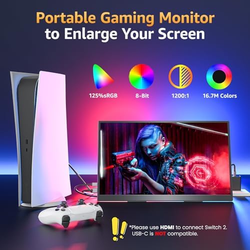 Upperizon Portable Monitor 18.5 inch FHD 125% sRGB 100Hz IPS HDR HDMI USB-C Travel Monitor for Laptop MacBook PC Surface PS5 Xbox, Large External Display with Kickstand & Speakers, VESA Compatible - Image 7