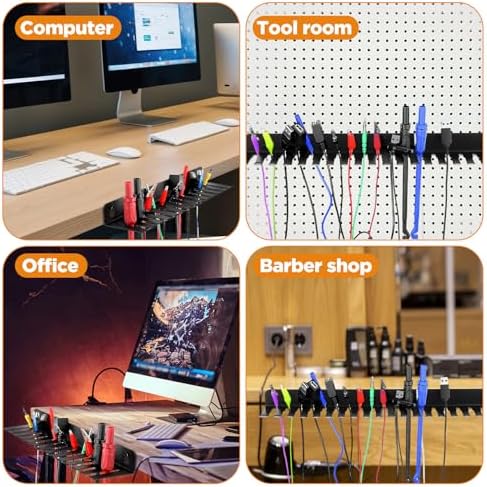 2-Pack Wall Mountable Cable Hanger and Organizer, 19 Slots 5.5-9.5mm Heavy-Gauge Steel Cord Rack with Mounting Screws for Audio/Guitar/XLR Cables, Studio & Office Cord Management - Image 6
