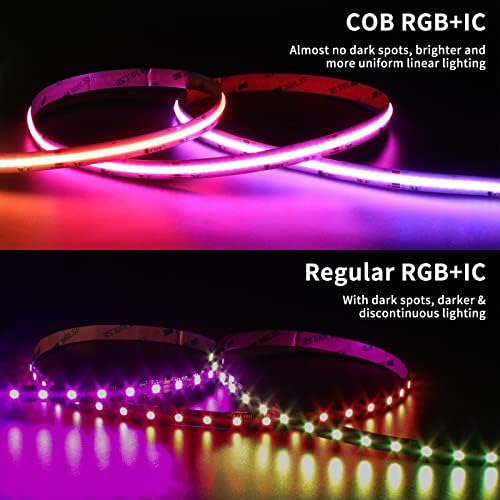 RGB Smart IC COB LED Strip Light 18ft Addressable Chasing Color 12V LED Light Strip Multicolored Flexible RGB Lights for Party, Decoration, Home DIY Lighting Projects(NO Adapter or Controller) - Image 3