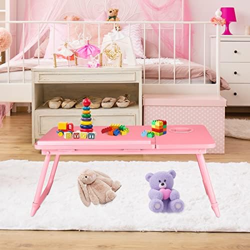 CloudTrip Laptop Desk for Bed or Couch, Lap Desk, Woking in Bed Desk, Home Office Desks, Breakfast Tray, Desk with Cup Holder, Watching Movies in Bed, Laptop Stand for Bed, Fordable Legs Desk (Pink) - Image 5