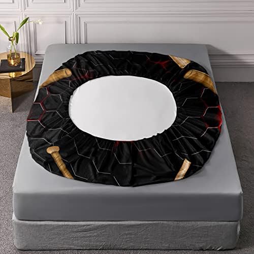 HOSIMA Honeycomb Baseball Twin Fitted Sheet,1 Fitted Sheet+2 Pillowcases. - Image 4