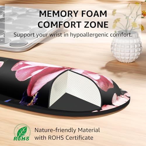 KTRIO Keyboard Wrist Rest & Mouse Pad with Wrist Rest, Peony Flower | Memory Foam Wrist Support, Ergonomic Design, Non-Slip Base, Office and Home Use - Image 3
