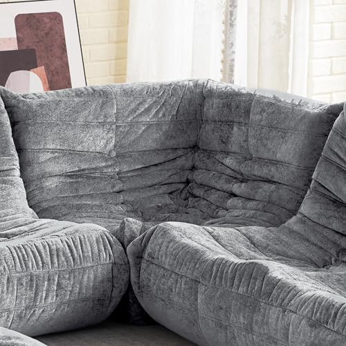 HABUTWAY Giant Bean Bag Chairs Lazy Sofa for Adults,Corner,Light Grey | Memory Foam Bean Bag Chairs,Fireside Corner Chair,Lazy Floor Corner Sofa for Living Room, Bedroom, Dorm, Office - Image 6