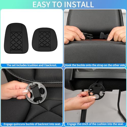 Car Seat Cushion with Back Support Pillow, Car Seat Cushion for Long Driving, Breathable Car Seat Protector, 1.2'' Thick Memory Foam Design for Pain Relief, Seat Pad for Car SUV Truck (Black) - Image 5