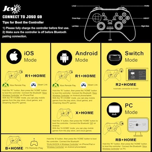 Joso Wireless Mobile Gaming Controller for iPhone, Android, iPad, Tablet, PC, Phone Controller with Phone Clip Supports Cloud Game, COD Mobile, Genshin Immpact, Remote Player Gamepad - Image 5