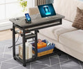 Tribesigns Small Portable Desk with Power Outlet, Height Adjustable Sofa Couch Bedside Laptop Table with Wheels, Mobile Standing Desk Rolling Computer Cart C Side Table with USB Ports by Unknown
