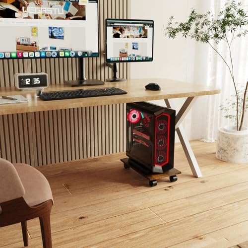 CPU Stand、Computer Tower Stand、Mobile CPU Holder with 4 Caster Wheels Fits for PC、Printer、Most Computer Tower、Office、Home、Planter Caddies、Dog Bowl Stand (Vintage) - Image 5