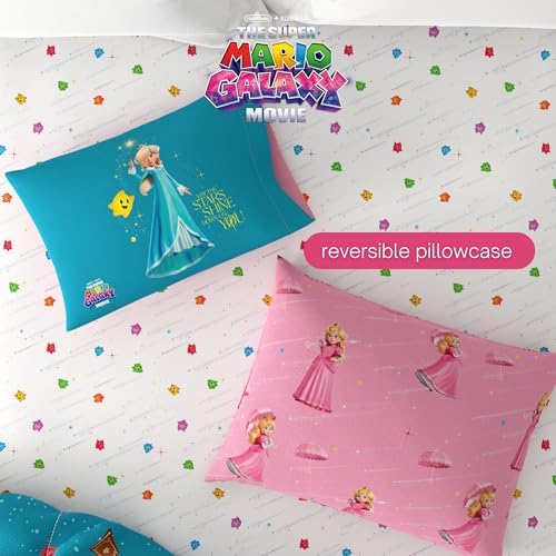 The Super Mario Galaxy Movie Bedding Set, Twin Size 5 Piece Set Kids Super Soft Cozy Reversible Comforter and Sheet Set with Sham, Princess Peach (100% Officially Licensed Product) by Franco - Image 5
