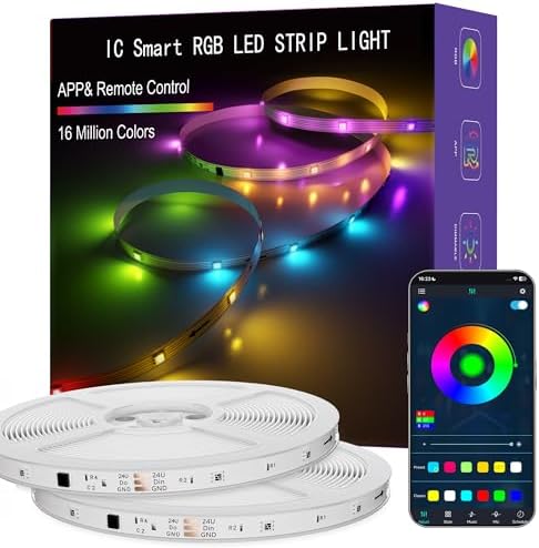 LED Lights for Bedroom, 130FT IC RGB LED Strip Lights, Smart Control by ERBTY