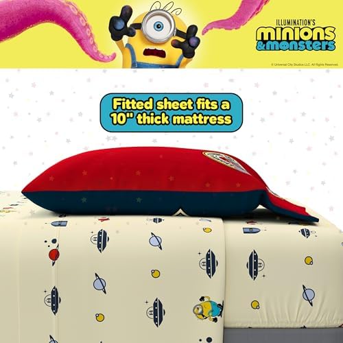 Minions and Monsters Movie Kids Bedding Set, Twin Size 5 Piece Comforter and Sheet Set with Sham, (Officially Licensed Product) by Franco - Image 7