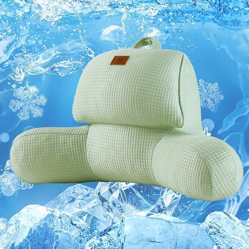 Adjustable Firmness Waffle Support Cooling Reading Pillow, Sage Green, 17" by Am%C3%A9lieHome