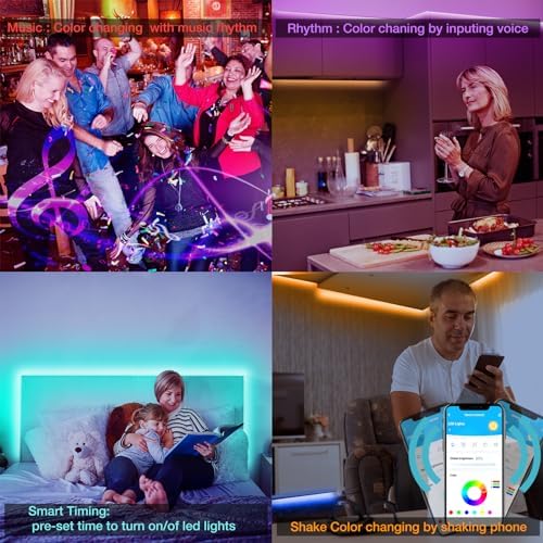 DAYBETTER Smart RGB Led Strip Lights, 50ft Led Lights for Bedroom with App Control, Multicolor Changing Led Light Strips Apply for Home Decor, Living Room, Kitchen, Home Party Decoration - Image 4
