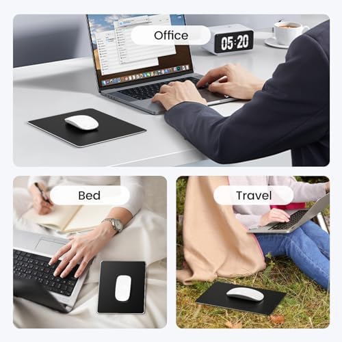 HONKID Hard Metal Mouse Pad for Desk Travel Mouse Pad for Magic Mouse Black - Image 4