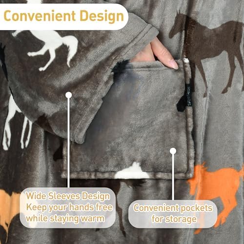 Catalonia Wearable Blanket with Sleeves for Women & Men, Fleece Wrap Throw - Image 2