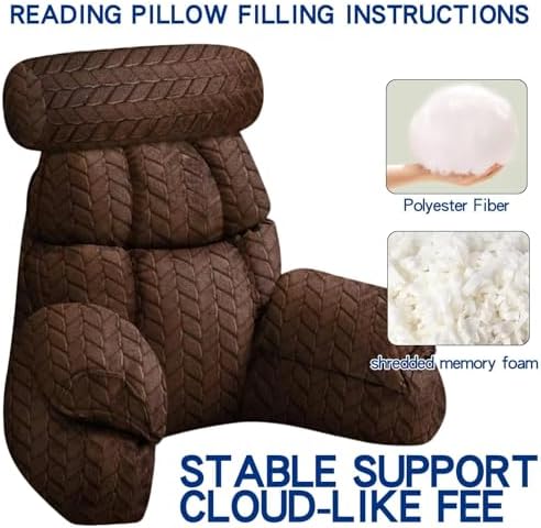 FXXUDVNIIN Back Pillow for Bed Sitting up – with 9.4" Armrest - Image 2