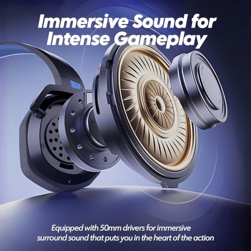 NUBWO Wireless Gaming Headset with Mic for Ps5 Ps4 PC, Zero Interference, 100-Hour Battery All-Day Play, 23ms Sync​ for Fortnite & Call of Duty/FPS Gamers, Triple Mode All Devices Compatible - Blue - Image 5