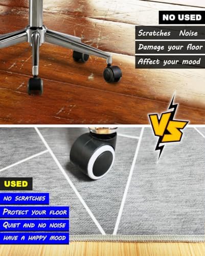Office Chair Mat for Hardwood Floor,55"*35" Floor Mat for Office Chair,Rolling Desk Chair Mat - Anti-Slip Chair Mat for Laminate/Tile Floor Black Grey - Image 5