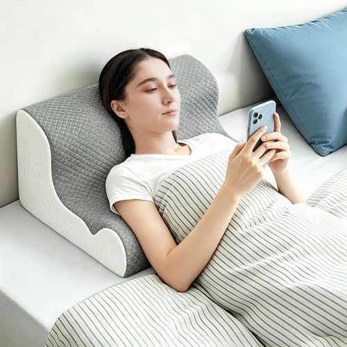 Zerora Reading Pillow for Sitting Up in Bed Rest, Lumbar Neck Support Pillow with Back Support, Home Bedroom Sofa Dorm Essentials for Sleeping Reading Gaming Foot Rest Floor Chair Cushion (Grey) - Image 4