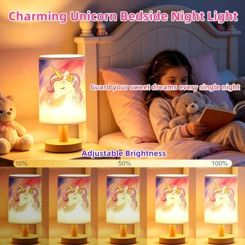 Unicorn Kids Bedside Table Lamp for Girls Bedroom 3 Color Dimmable Eye Caring LED Nightstand Lamp,Kids Night Light with LED Bulb,Cute Unicorn Room Decor Desk Lamp,Perfect Birthday Gifts for Girls - Image 4