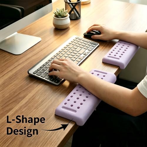 Ergonomic Desk Edge Cushion,Wrist Support,Keyboard Arm Rest Pad | L-Shaped,PU,Waterproof,Ergonomic Design,Memory Form,Soft,Stain Resistant,Easy Typing,Pain Relief,Non-Slip,2-Piece - Image 3